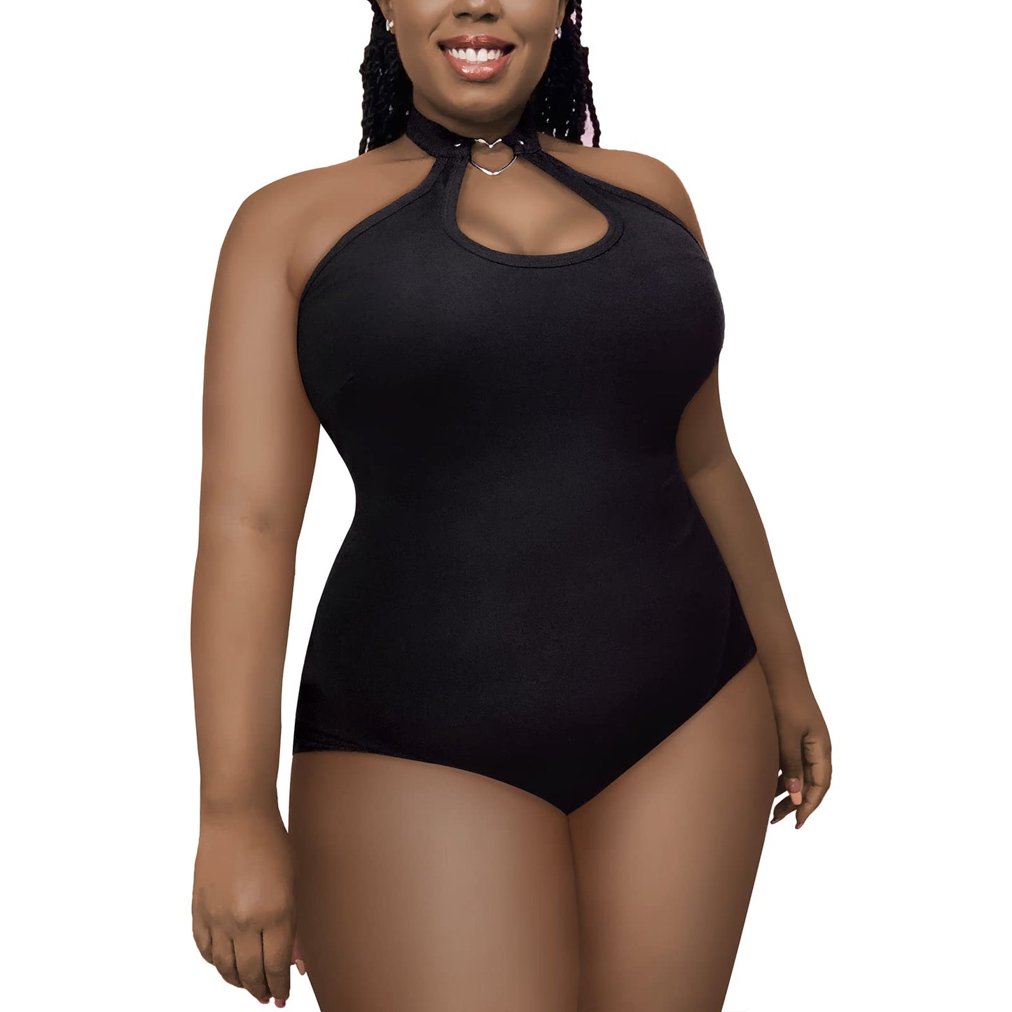 Littleforbig Cotton Romper Heartbreaker Collared Onesie Bodysuit 3XL Black
