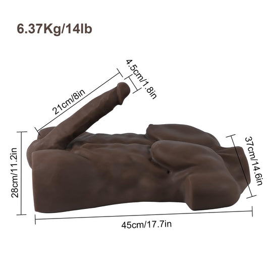 Torso Dildo Male Torso Sex Doll with 8 Inch Thick Large Dildo Men Torso Sex Toy for Women Gay Man Couple Riding Torso Dildos Female Masturbator Sexual Toys Realistic Body Penis Torso Pleasure Games