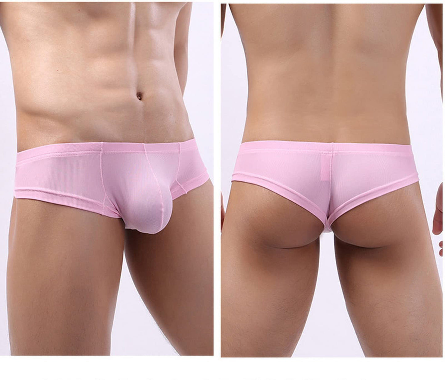 Faringoto Men's Underwear Basic Micro Soft Breathable Dual Pouch Briefs Pink
