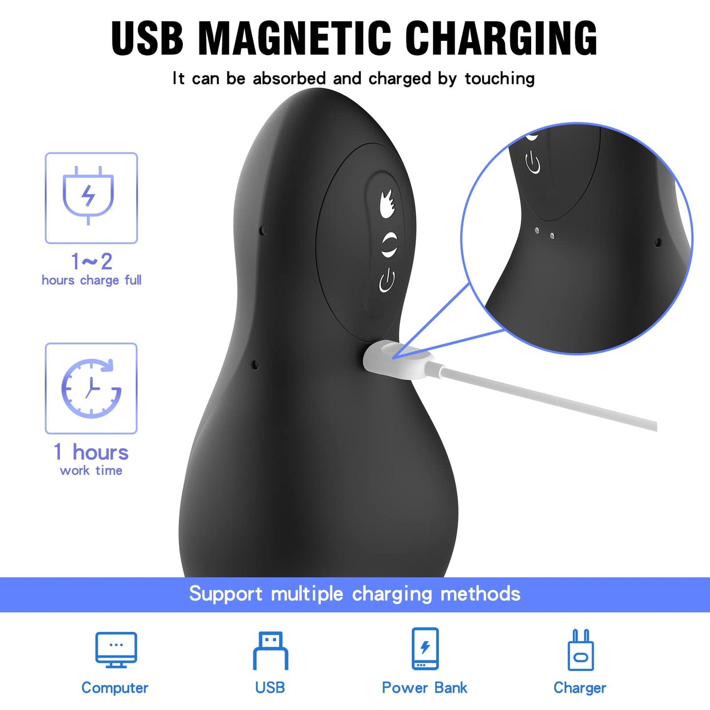 Automatic Male Masturbator Cup with 7 Swallowing Sucking 7 Powerful Vibrating Modes, Rechargeable Blowjob Masturbator Sex Toy For Men (Black)