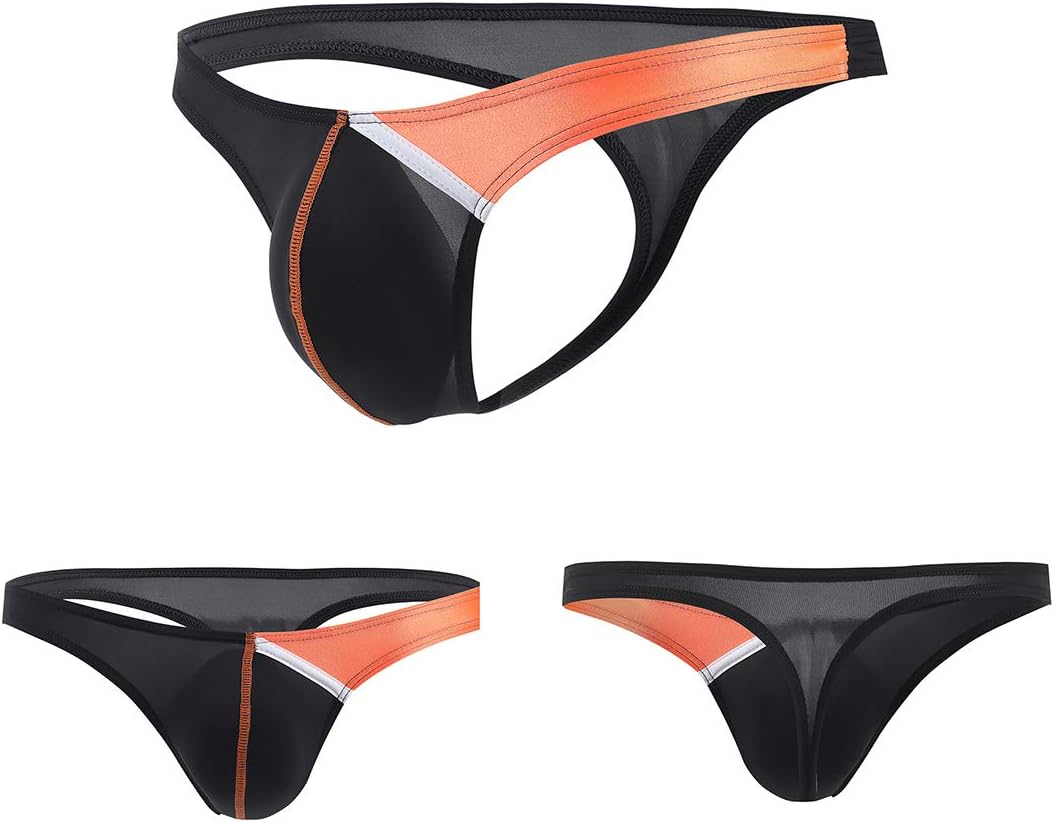 FEOYA Men's Underwear Thongs Low Waist Ice Silk Briefs Bikini Bulge Enhancing
