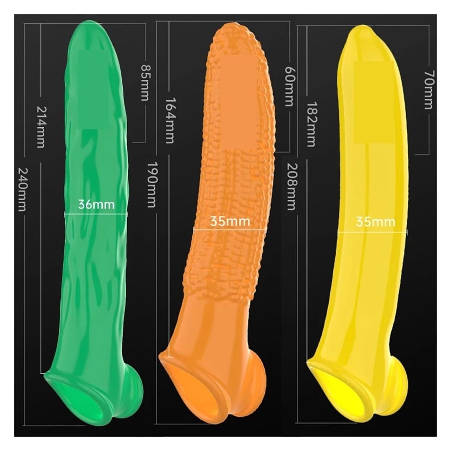 Vegetable Penis Enlargement Sleeve,Reusable Cock Enlarger Sheath,Penis Sleeve Extender Cock Sleeve Extension Sheath,Dildo Cover Adult Sex Toys For Men Delay Ejaculation,Penis Extension For Couples Sex