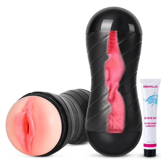 Male Masturbator, Double Side Mens Sex Toy with Water Based Lubricant, Adult Toys with Realistic Texture, Male Self-pleasure Toys, 3D Deep Oral Stroker Sex Toys for Adult