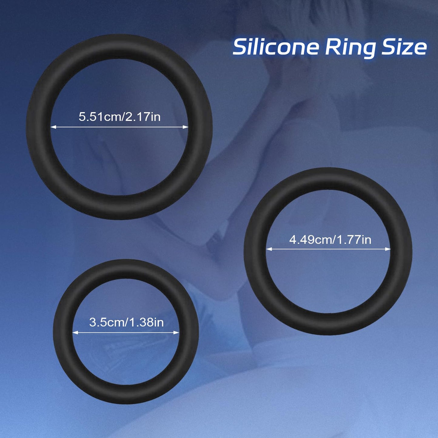 KO-Stretchy Silicone Male Circle Extension Ring Band Kit Restraints Rings for Men Couples Beginners (3 PCS)