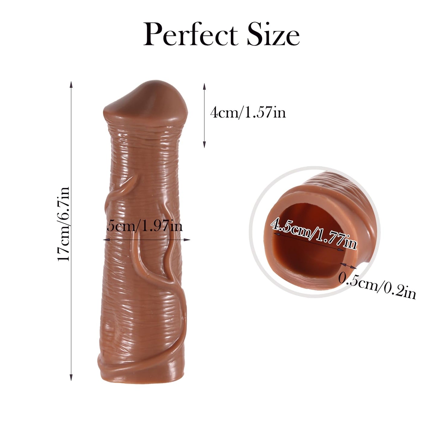 Penis Sleeve Extender for Men, Reusable Realistic Textured Cock Enlarger Adults Sex Toys, Soft Thick Sexual Enhancer for Gay Couple