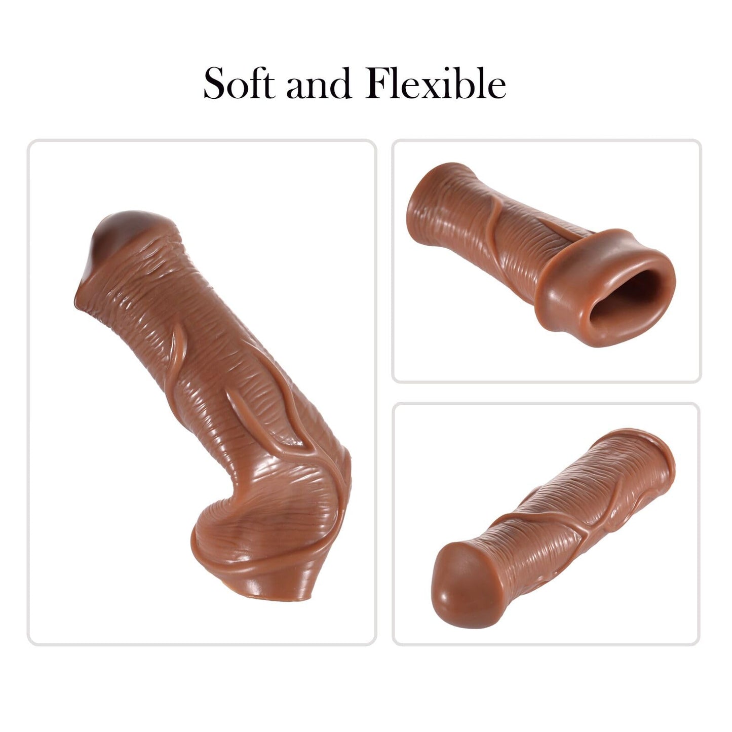 Penis Sleeve Extender for Men, Reusable Realistic Textured Cock Enlarger Adults Sex Toys, Soft Thick Sexual Enhancer for Gay Couple