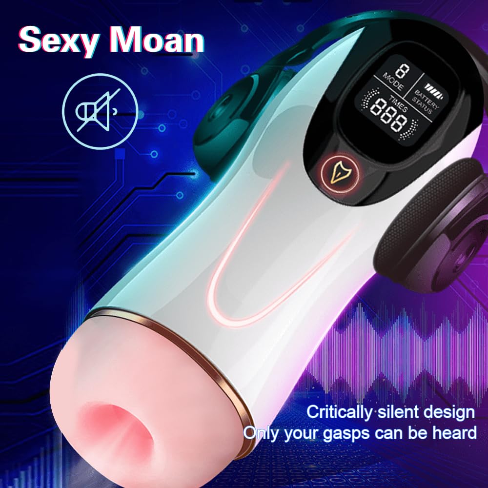 generic Automatic Sucking Male Masturbator Sex Toys for Men, 8 Suction & Vibrating Modes for Men Self-Pleasure Masturbation, Adult Electric Pocket Stroker with LED Screen Display and Sound Speaker