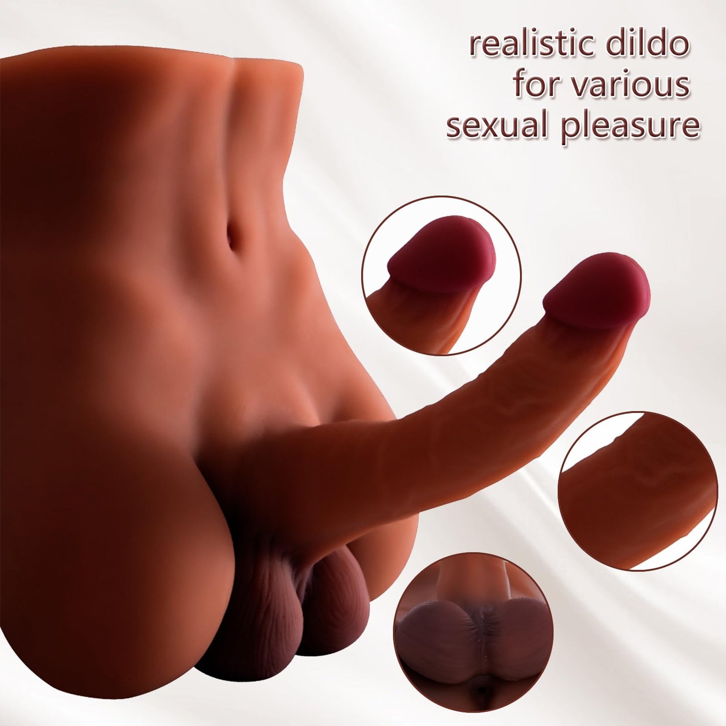 7.7LB Sex Doll, Male Torso Sex Doll for Women Masturbation, Unisex Masturbator for Gay Lesbian, Adult Sex Toy with 7.87”Big Dildo and Tight Anus Huge Dildo Male Sex Toys Pocket Pussy