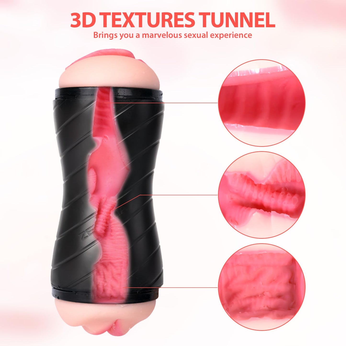 Male Masturbator, Double Side Mens Sex Toy with Water Based Lubricant, Adult Toys with Realistic Texture, Male Self-pleasure Toys, 3D Deep Oral Stroker Sex Toys for Adult