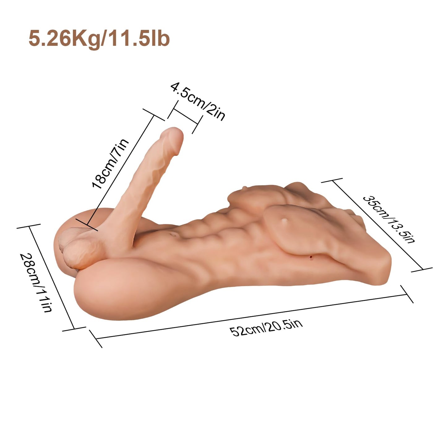 Torso Dildo Men Body Sex Doll Torso With 7.5Inch Big Penis Realistic Love Dolls Torso Cock For Women Riding Sex Toy Tight Anal Adult Pleasure Masturbator for Men Women Gay Couple Unisex Mens Body Dick