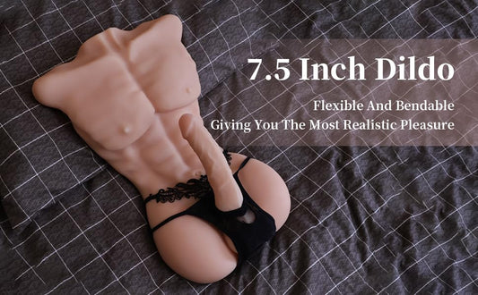 Torso Dildo Men Body Sex Doll Torso With 7.5Inch Big Penis Realistic Love Dolls Torso Cock For Women Riding Sex Toy Tight Anal Adult Pleasure Masturbator for Men Women Gay Couple Unisex Mens Body Dick