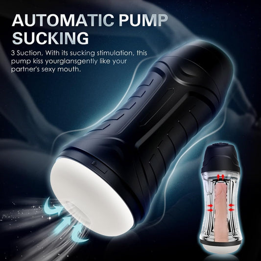 Automatic Hands Free Male Masturbator, 4 Vibration Masturbation Cup with 3 Sucking Modes Blowjob Machine, Electric Vibrating Pocket Pussy 3D Sleeve Male Stroker, Adult Sex Toy for Men (white)