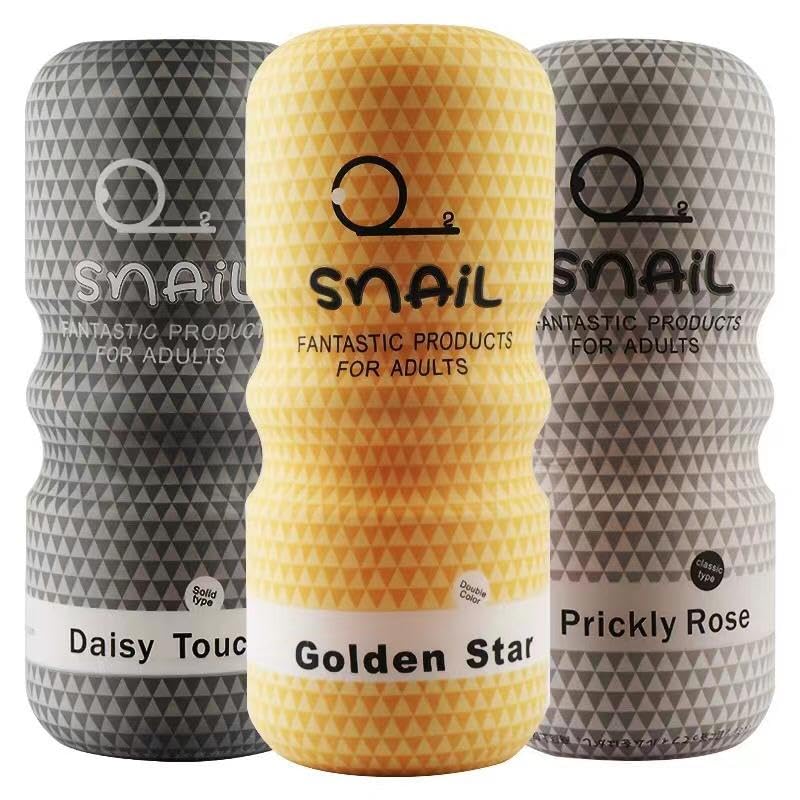 Silicone Men Masturbator - Snail Aircraft Cup Masturbator - Pocket Pussy Stroker with Realistic Mouth Textured Structure for Deepthroat and suction feel for Men Penis Training and Blowjob (Grey)