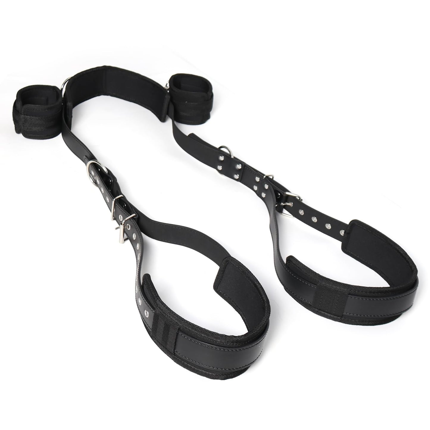 BDSM Sex Bondage Set with Handcuffs and Leg Straps Cuffs, Adjustable Wrist Thigh Restraint Ropes and Soft Tie Set, Portable SM Games Sex Toys for Couples Restraints Kit Unisex