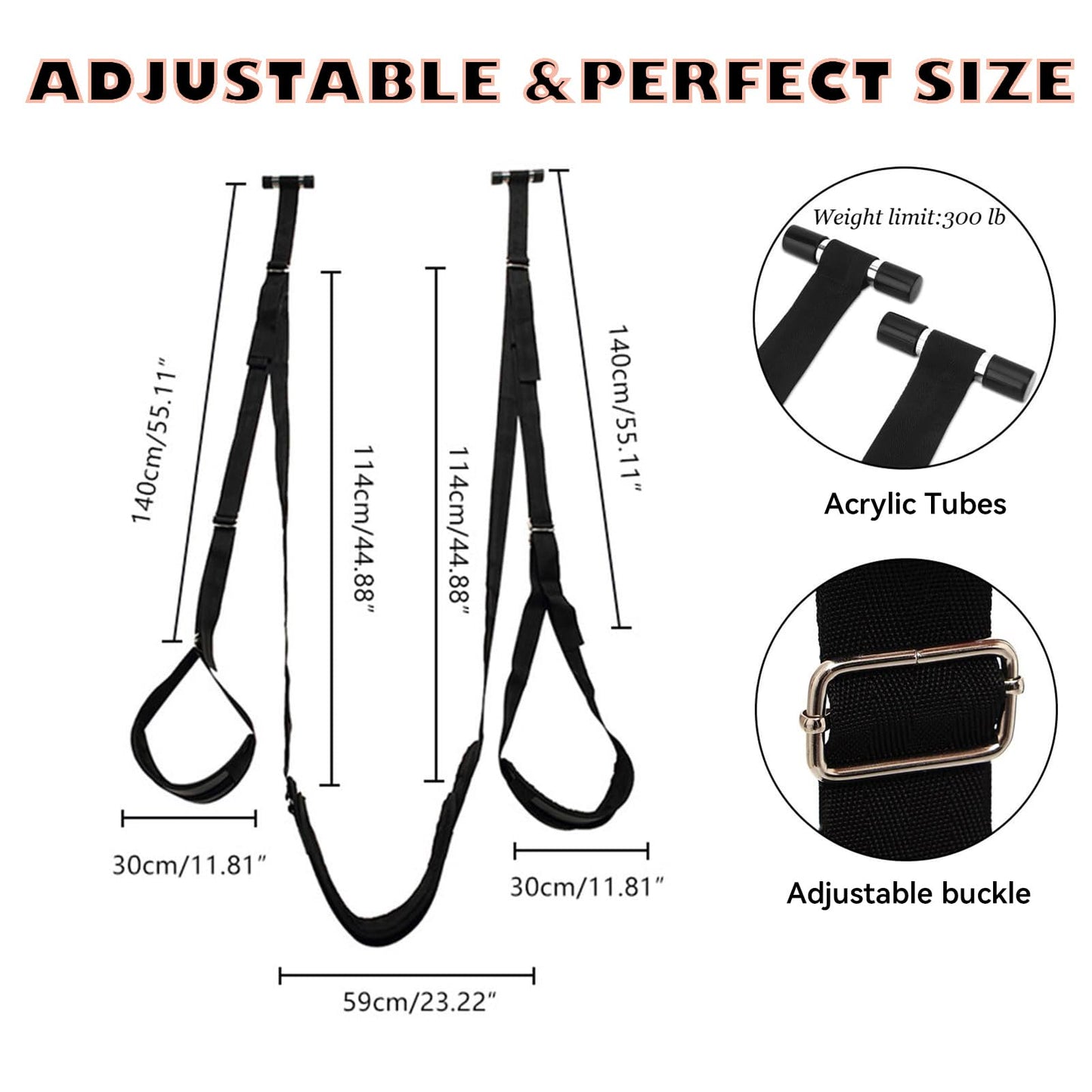 Sex Toys Door Sex Swing - BDSM Bondage Restraints Slave Love Slings with Adjustable Straps- Hold 300lbs, Blindfold, Sex Toy for Couples