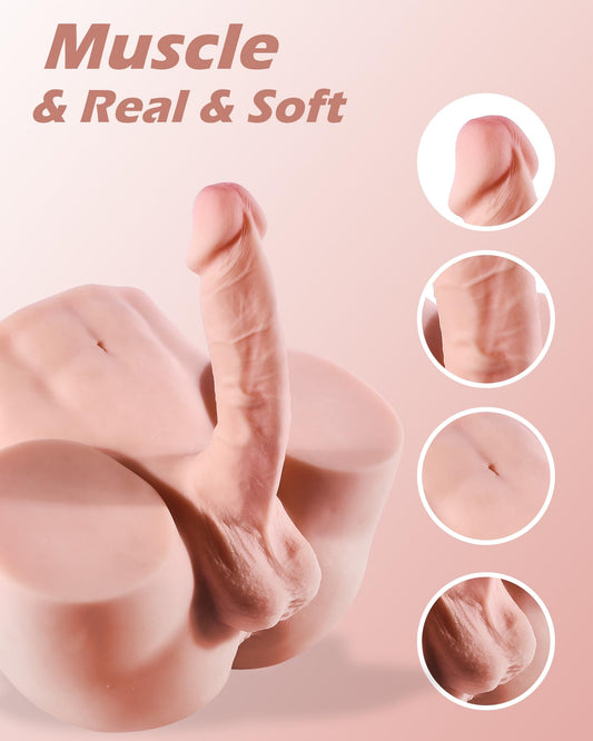 11LB Torso Male Sex Doll with Realistic Flexible Huge Cock Dildo &Lube Syringe&Drying Stick,Anal Male Masturbator with Tight Hole for Men Masturbation,CYFGZK Unisex Sex Toy for Men Women Gay Couple