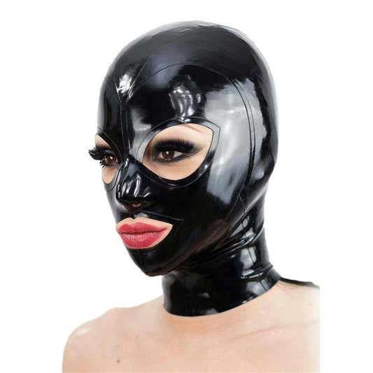 Latex Hood Rubber HeadMask,Latex Head Cover,Back Zipper,Natural latex Handmade for Unisex Cosplay Club Wear (M)