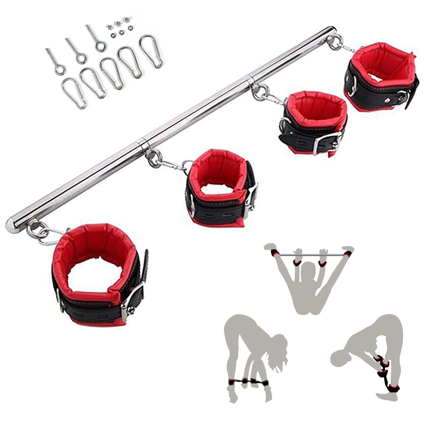 Spreader Bar Sex Toys BDSM Bondage Restraints,Sex Furniture Restraints Kit with Leather Handcuffs Ankle Cuffs for Couples Adults SM Games Sex Play Adjustable and Detachable