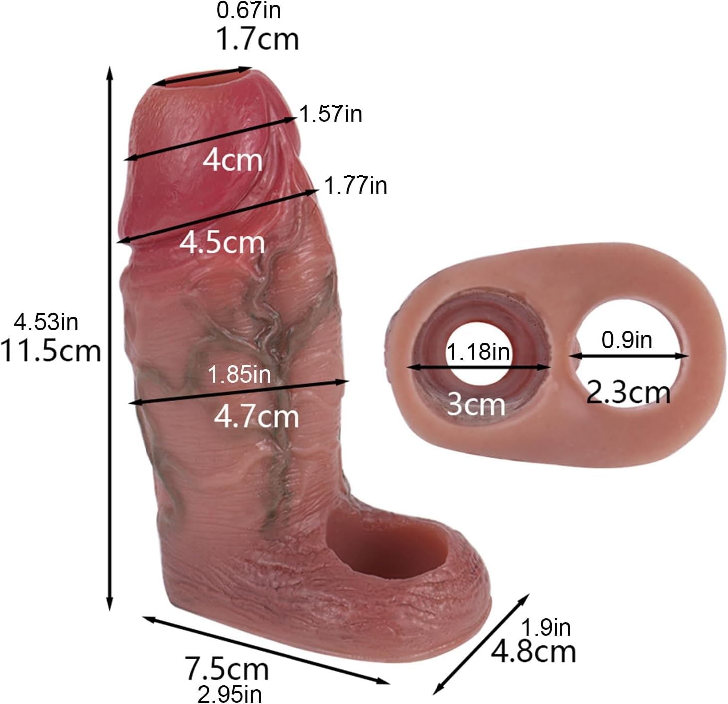 Realistic Men Penis Sleeve with Cock Ring Penis Enlarger Sleeve Men Sex Tool, Silicone Penis Enlargement Sleeve Small Penis Sheath Male Adult Sex Toy (Skin)