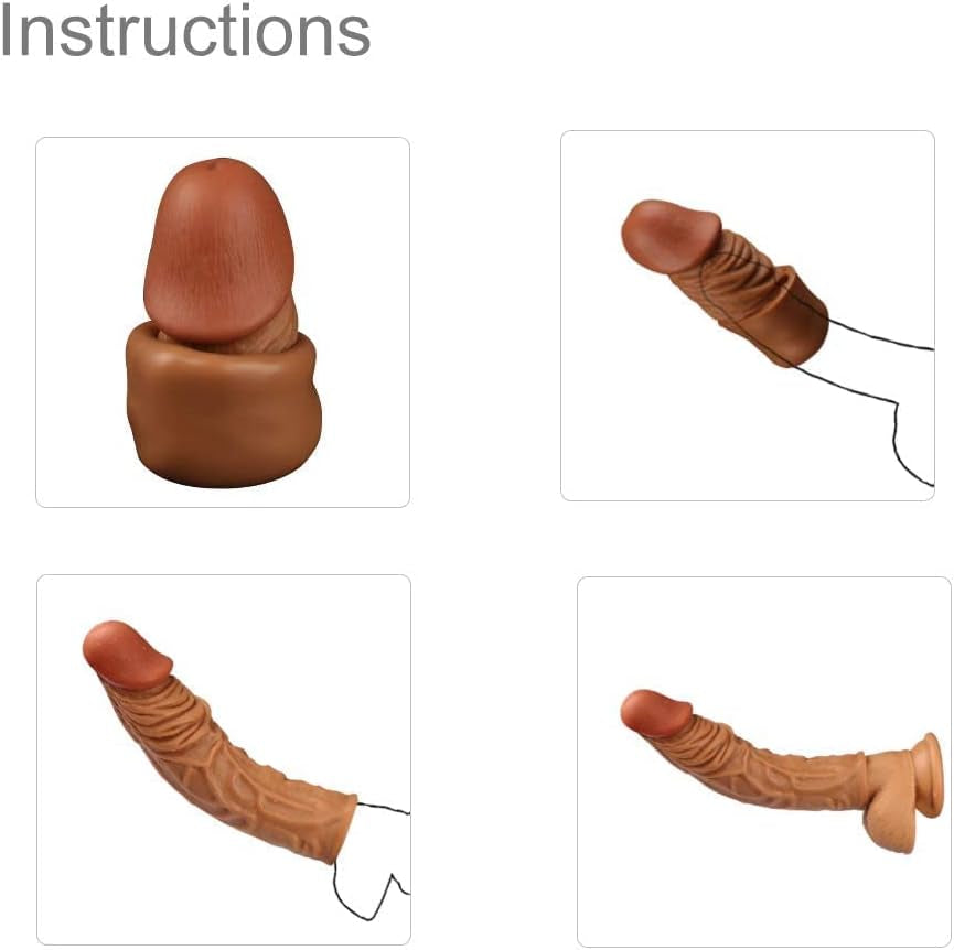 Penis Extension, Liquid Silicone Penis Sleeve Cock Enlargement Cover with Vivid Glans and Veins, Delay Ejaculation Toys for Men …