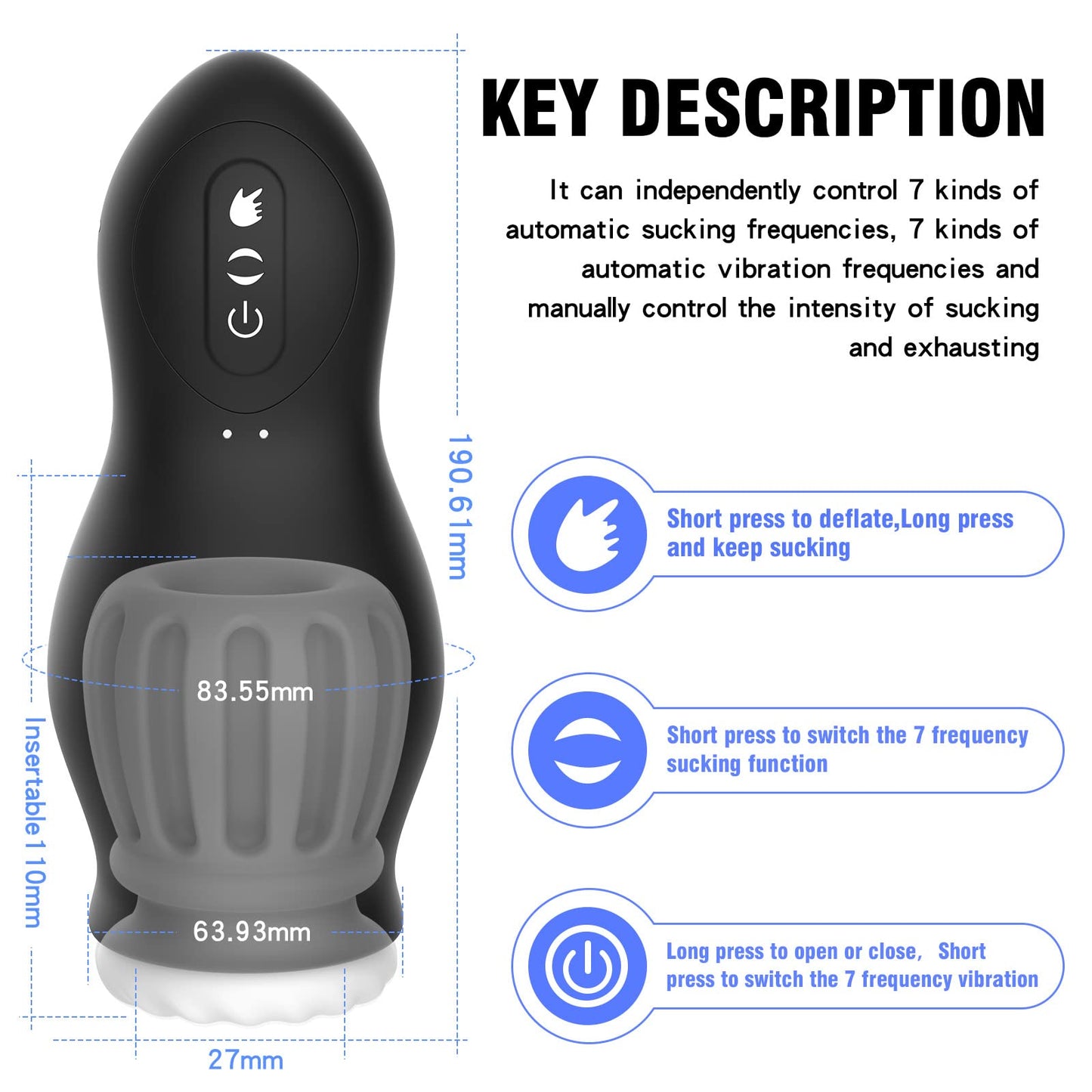 Automatic Male Masturbator Cup with 7 Swallowing Sucking 7 Powerful Vibrating Modes, Rechargeable Blowjob Masturbator Sex Toy For Men (Black)