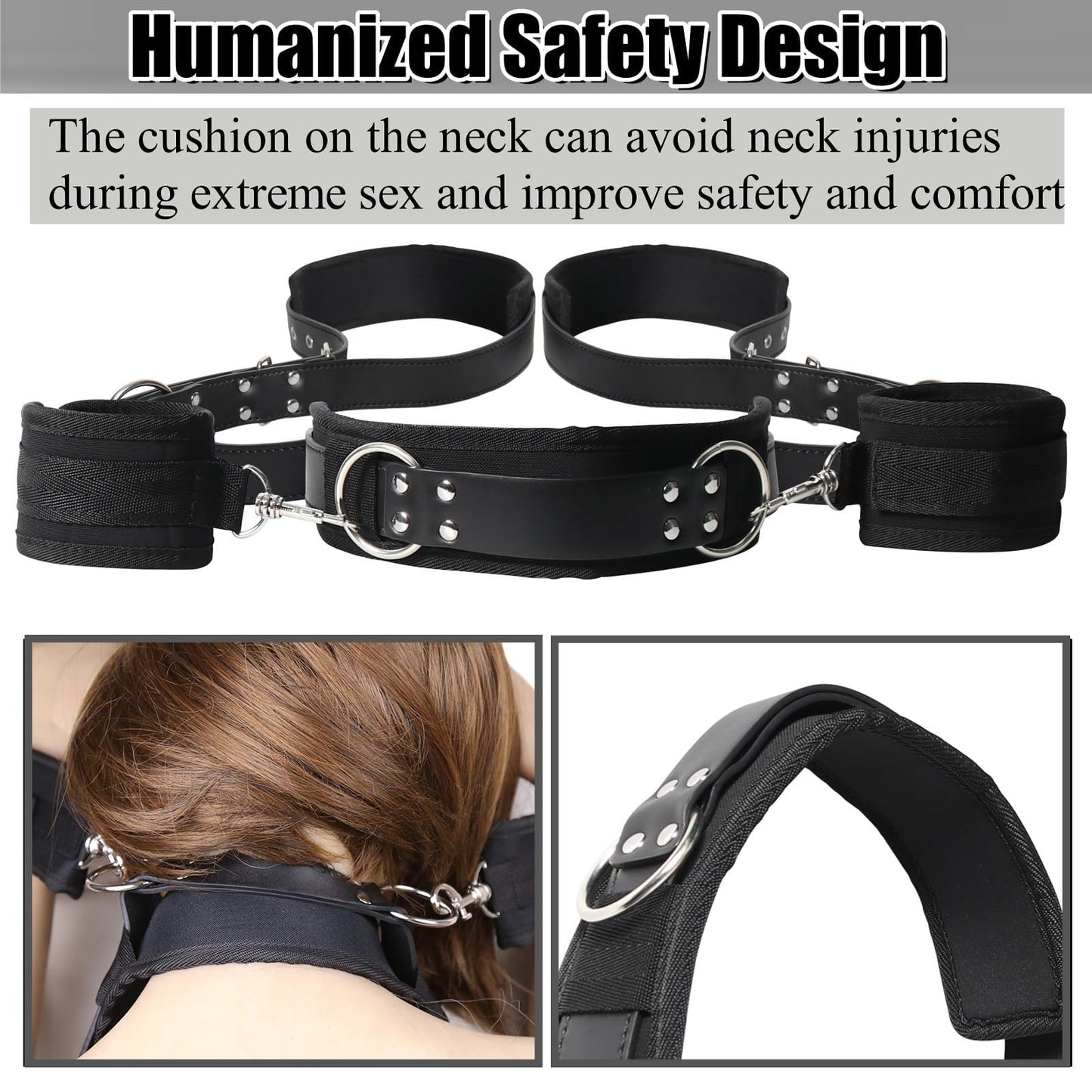 BDSM Sex Bondage Set with Handcuffs and Leg Straps Cuffs, Adjustable Wrist Thigh Restraint Ropes and Soft Tie Set, Portable SM Games Sex Toys for Couples Restraints Kit Unisex