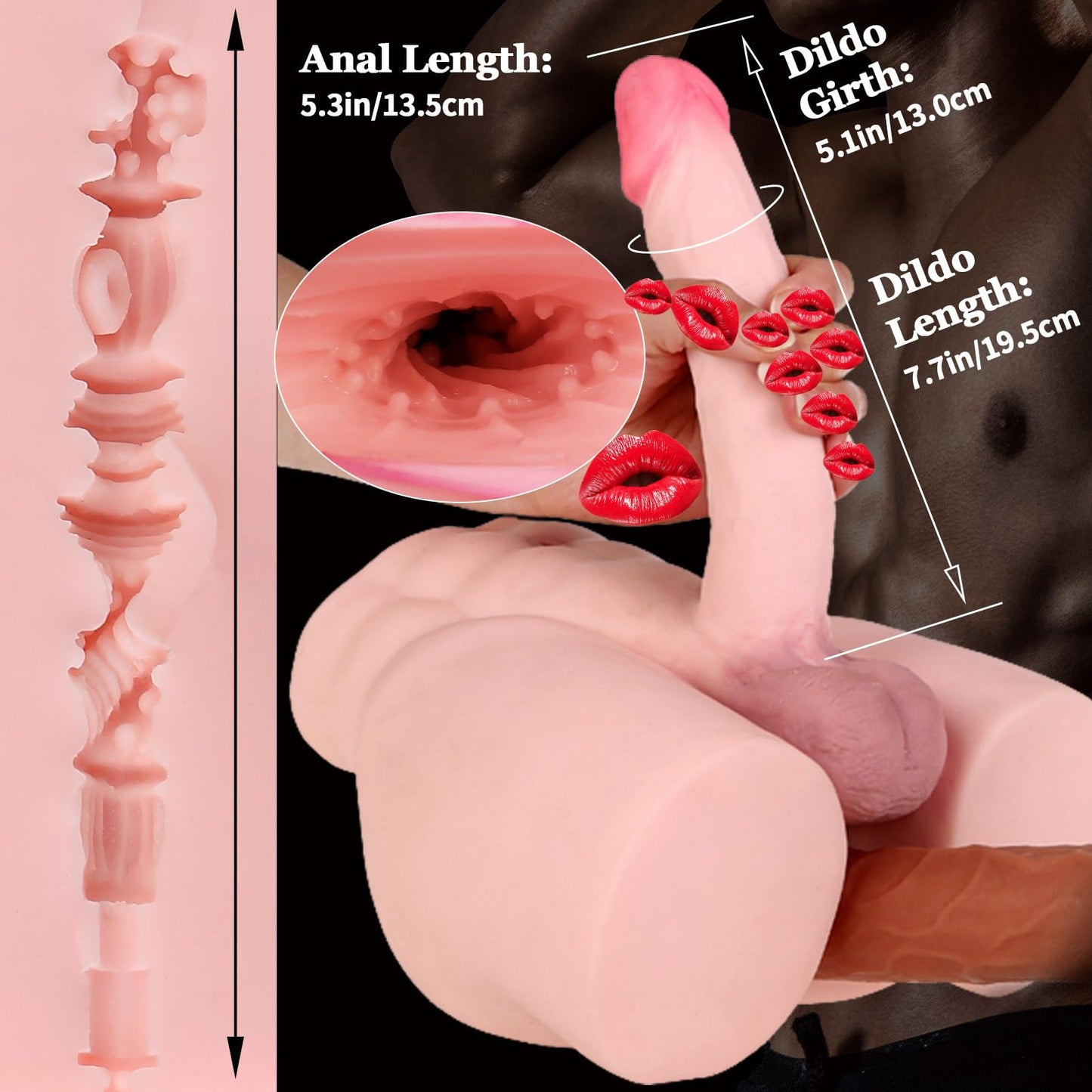 7.9LB Male Sex Doll with Flexible Dildo Realistic Sex Huge Cock, Torso Sex Dolls for Women 7.9 in Cock Female Masturbation Unisex Masturbator Tight Anal Adult Toy for Men Couple Women Gay Sex Toy