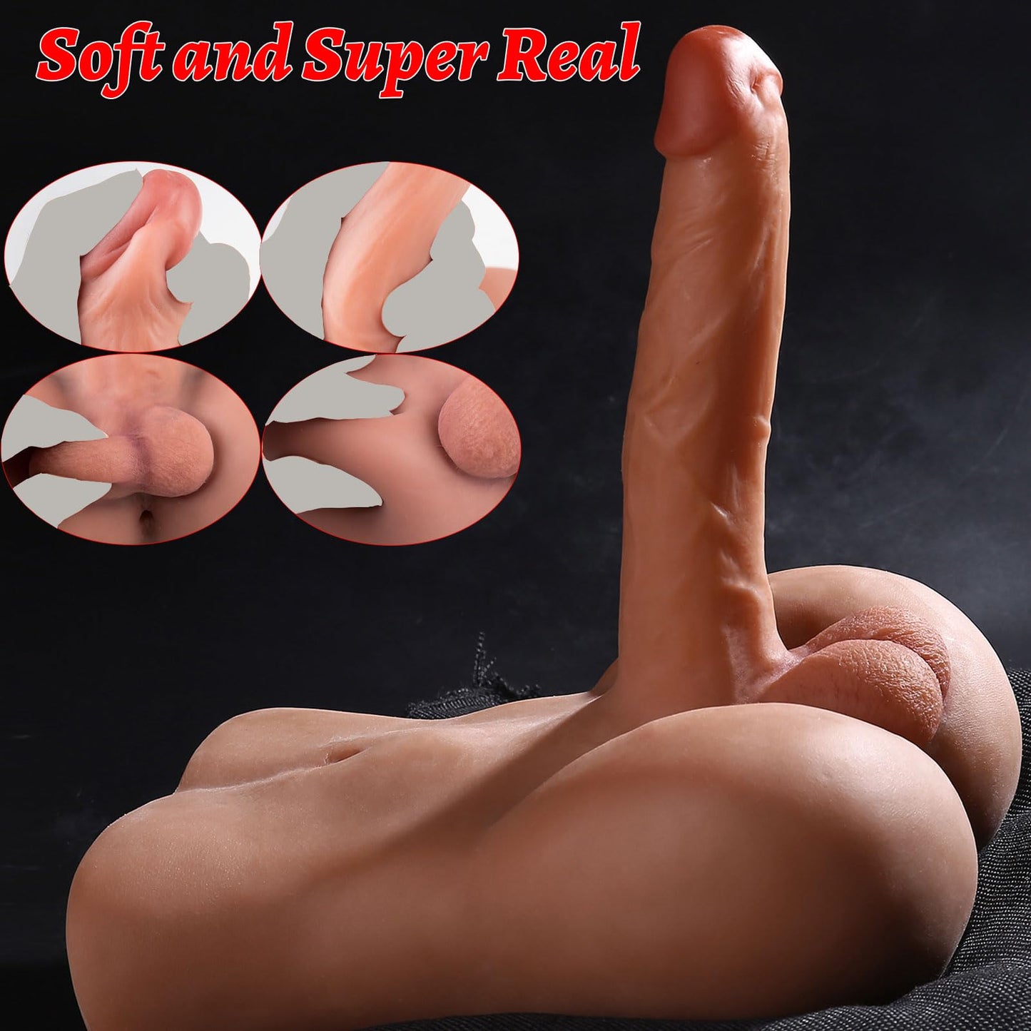 Brown Male Sex Doll with Flexible Dildo Realistic Sex Huge Cock, Men Sex Dolls for Women Tight Anal Hole 8in Cock for Female Masturbation, Unisex Masturbator Sex Toy for Women Gay Couple Men 7lb