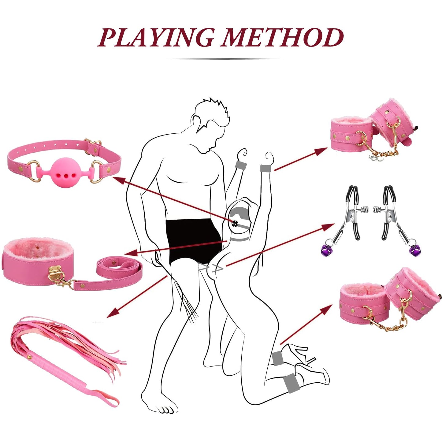 Sex Bondage 11 Pcs BDSM Leather Bondage Sets Restraint Kits Adult Sex Toys for Women and Couples Foreplay,Hand Cuffs Ankle Cuff Bondage Collection & Blindfold & Tickler Included