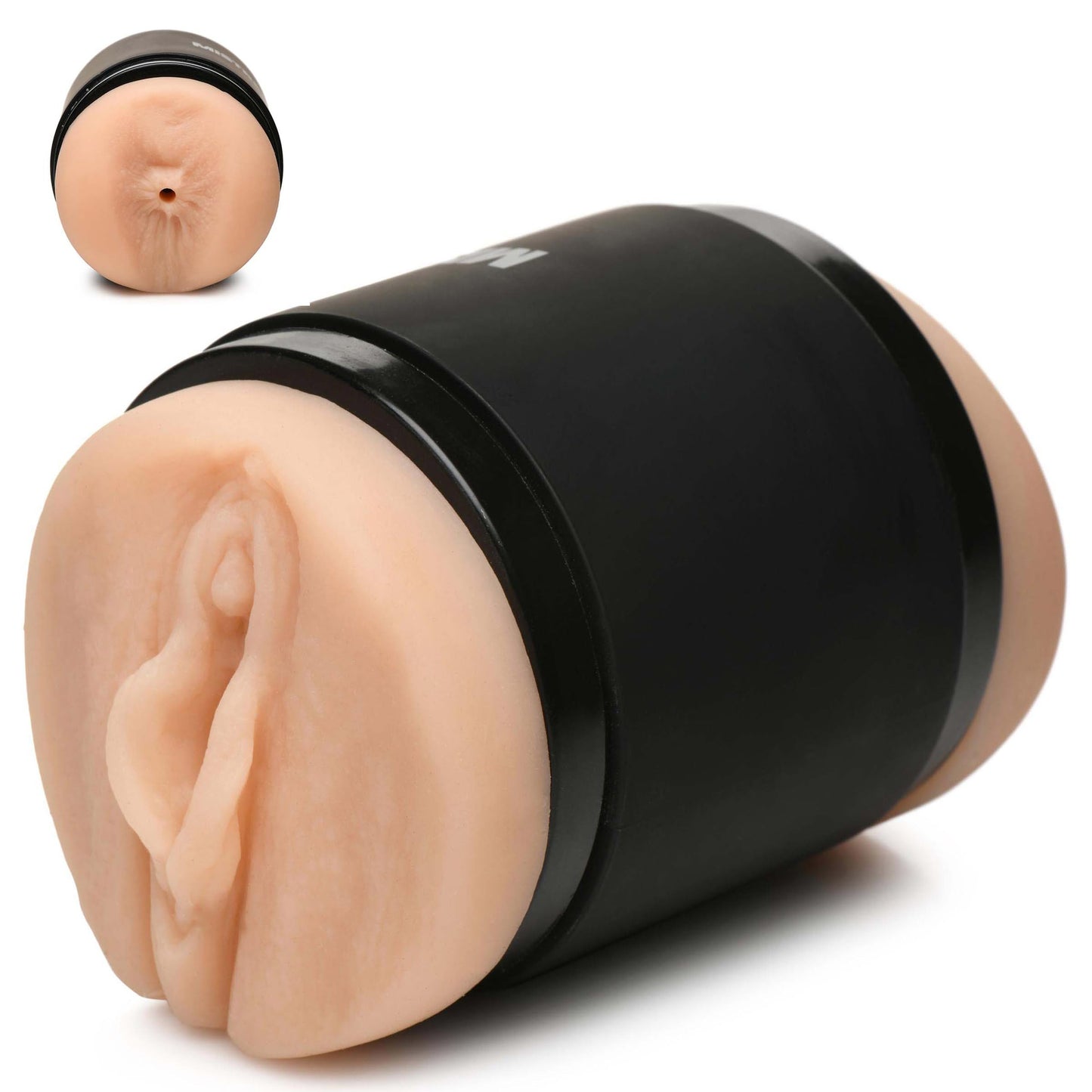 MISTRESS Double Shot BioSkin� Pussy and Ass Stroker for Men & Couples. Soft & Stretchy with Textured Inner Tunnel. Realistic Look & Feel. Travel Friendly - Light