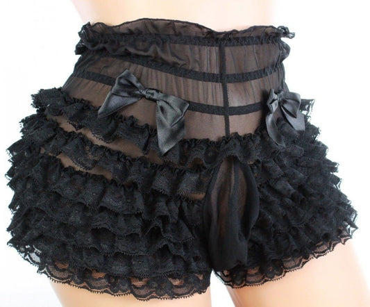 aishani SISSY pouch panties men's lace bikini briefs lingerie girlie underwear sexy for men, Black, Large