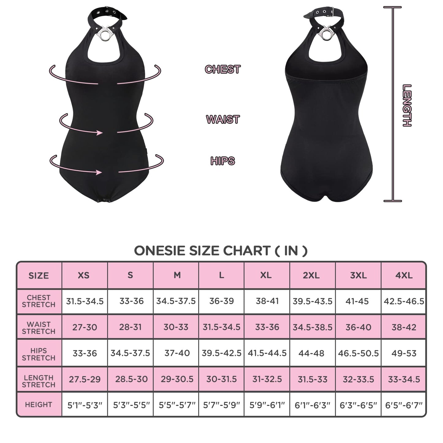 Littleforbig Cotton Romper Onesie Pajamas Bodysuit - Drop Collar Bondage Bodysuit 2XL