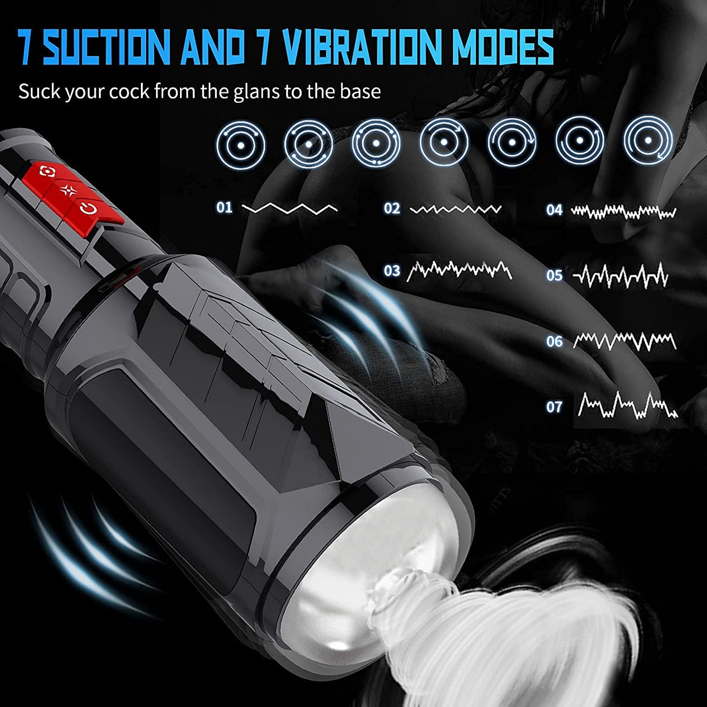 Automatic Masturbator Cup for Male with 7 Oral Sucking &7 Vibration Modes, Electric Pocket Pussy Blowjob Stroker with Moan, Vibrating Penis Masturbation Sex Toy with Powerful Suction (Black)