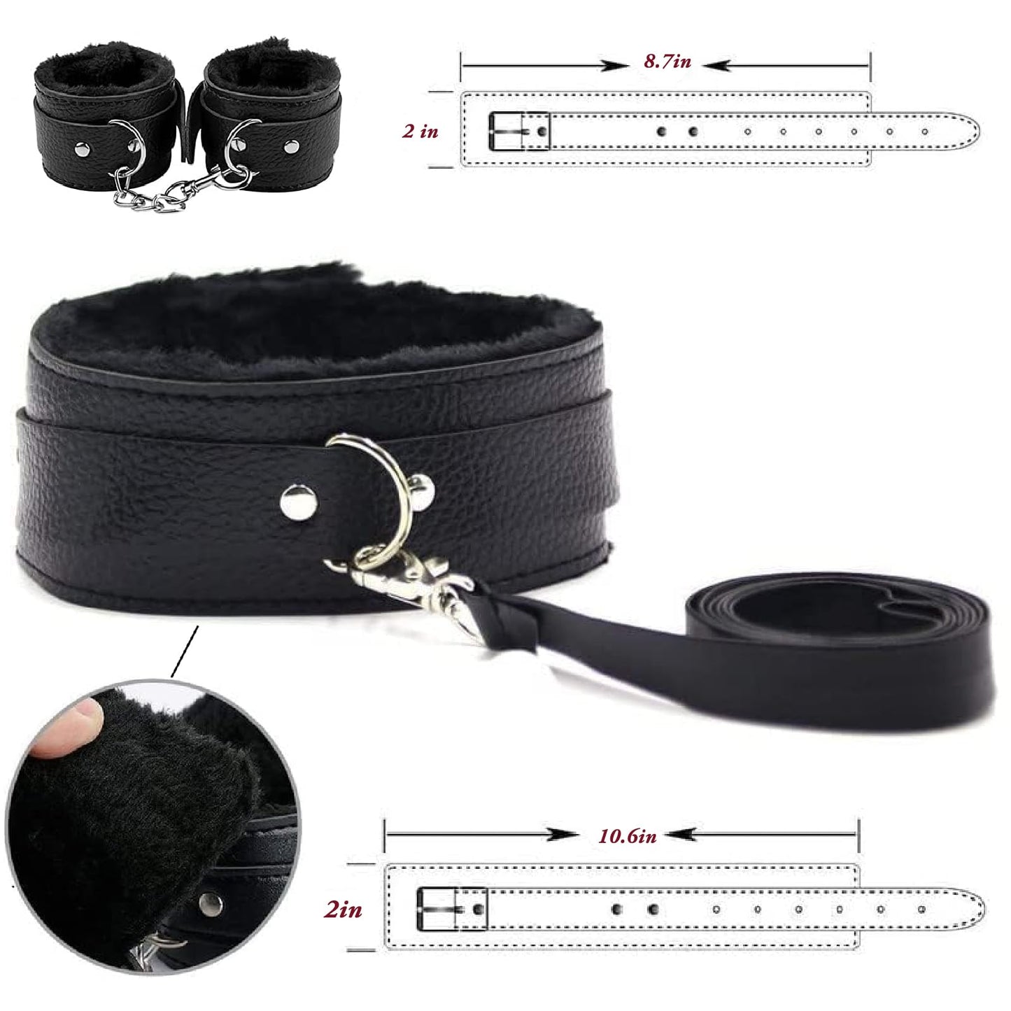 Sex Bondage 11 Pcs BDSM Leather Bondage Sets Restraint Kits Adult Sex Toys for Women and Couples Foreplay,Hand Cuffs Ankle Cuff Bondage Collection & Blindfold & Tickler Included