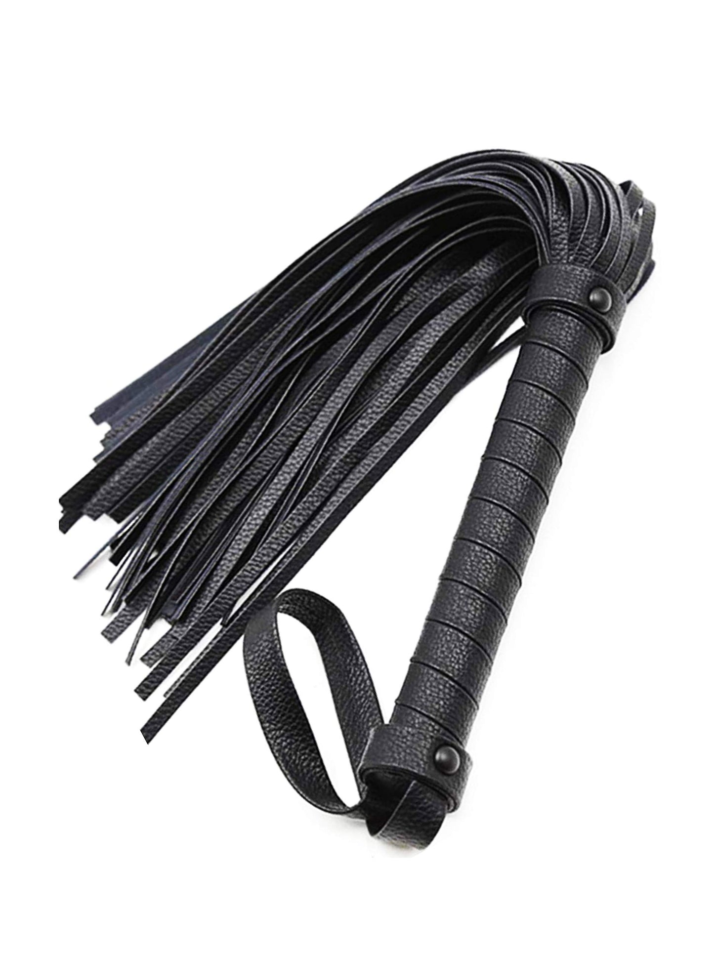 MALINERO Black Faux Leather Whip 18" Feather Tickler 15" Set - Equestrian Horse Riding Whip - Horse Whip Set