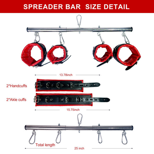 Spreader Bar Sex Toys BDSM Bondage Restraints,Sex Furniture Restraints Kit with Leather Handcuffs Ankle Cuffs for Couples Adults SM Games Sex Play Adjustable and Detachable