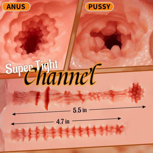 11LB Realistic Male Masturbator with Virgin Vagina and Anal, Life-Sized Pussy Ass Masturbator Sex Toys for Men Masturbation, Realistic Stroker with 2 Hole for Man Orgasm