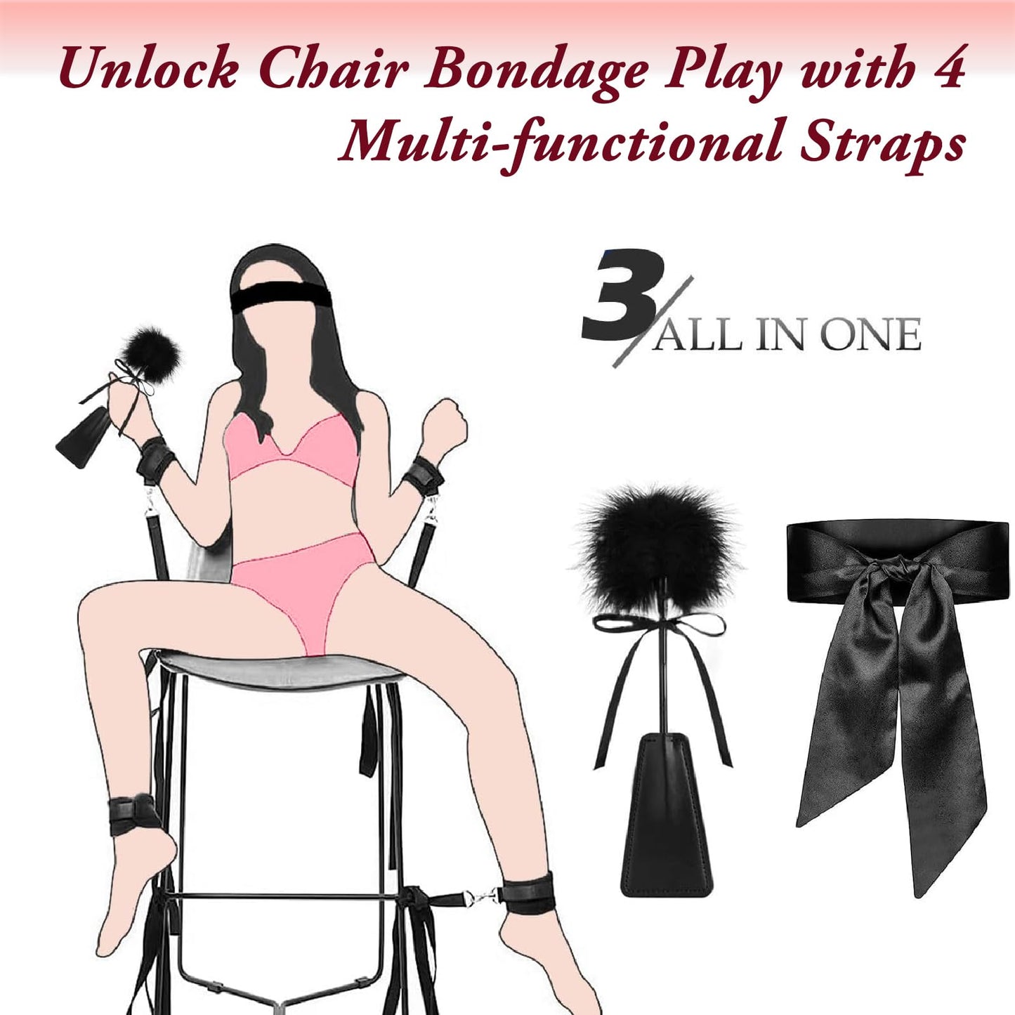 Sex Bondage Restraints BDSM Toys, ANYUE Versatile Bed Restraints Couple Sex Toys with Sex Straps Bondage Cuffs Blindfold & Feather BDSM Kit, Adult Sex Toys Bondage Gear & Accessories for Couples Game