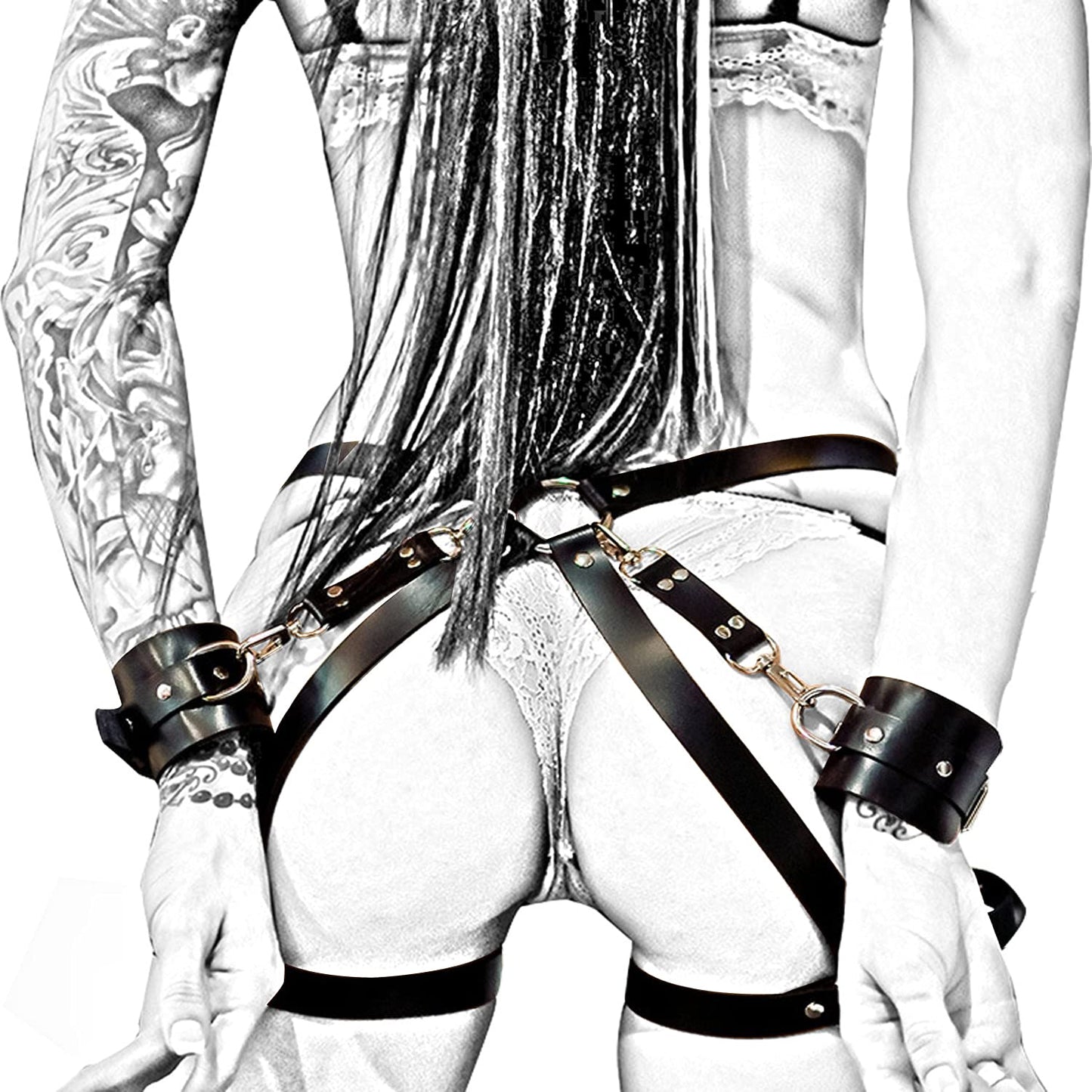 MFMYEE BDSM Cortex Set Handcuffs Sex Toy Toys Bondage Fetish Leather Handcuffs Harness Gay Leather Tights Bondage BDSM Kit Bondage Adjustable