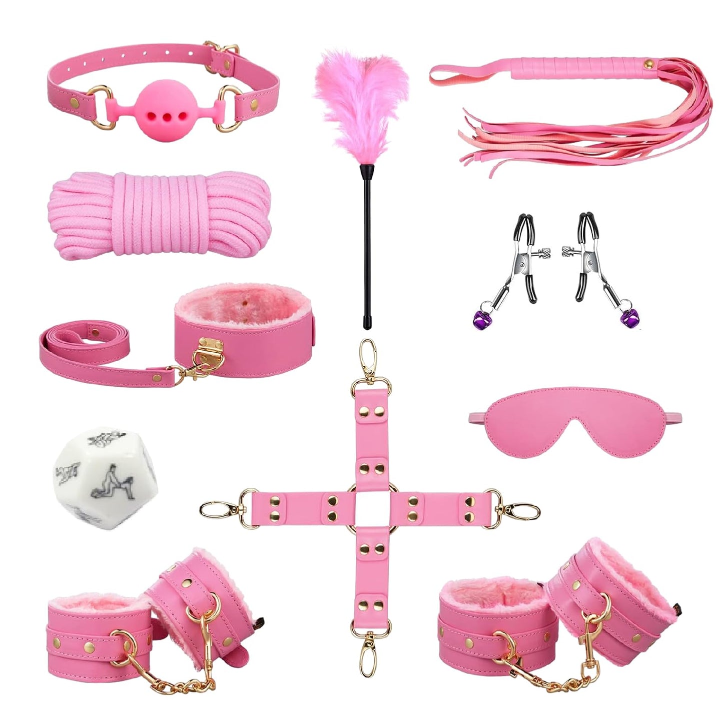 Sex Bondage 11 Pcs BDSM Leather Bondage Sets Restraint Kits Adult Sex Toys for Women and Couples Foreplay,Hand Cuffs Ankle Cuff Bondage Collection & Blindfold & Tickler Included