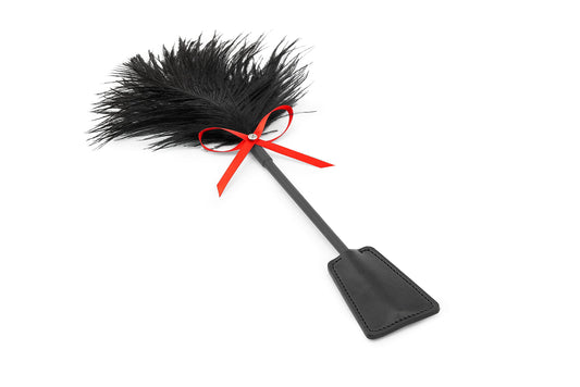 MALINERO Feather Tickler 15" - French Tickler - Black Whip Feather Tickler - Whip Feather - Tickle Feathers