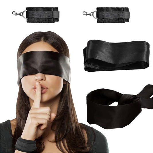 Sex Bondage BDSM bed Restraints Kit Sex Set Eye Mask Blindfolds Soft Wrist and Ankle Handcuffs Straps Rope Bondage Restraints for Adults Couples Bed Sex Toys