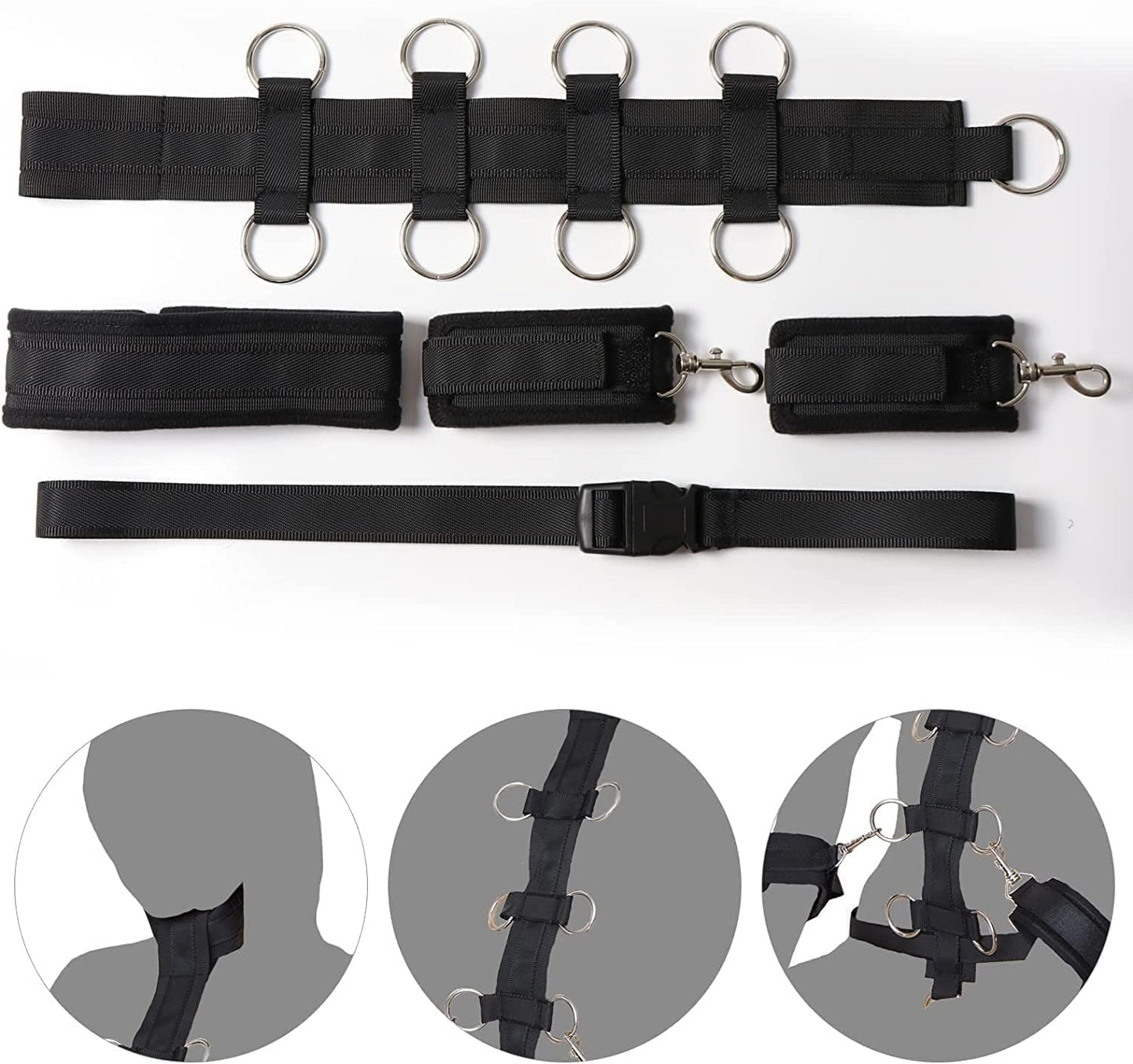 Bondage Restraints BDSM Kit Couple Sex Toys, Neck to Wrist Behind Back Handcuffs Collar,Soft NylonRestraints Bondage Gear & Accessories, Adult Sex Straps SM Gameplay Tools