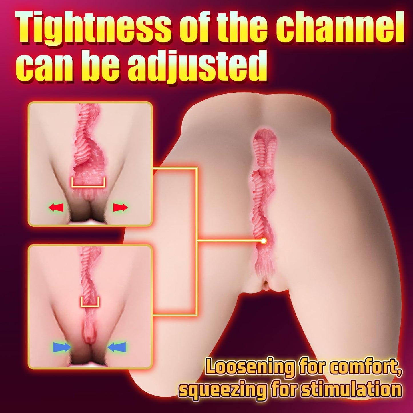 Male Masturbators Sex Dolls Realistic Butt Pocket Pussy Soft Ass Hands Free Stroker Channel Adjustable Built in Frame Vagina Anal 2 Hole Lifelike Adult Sex Toys for Mens 13.2LB