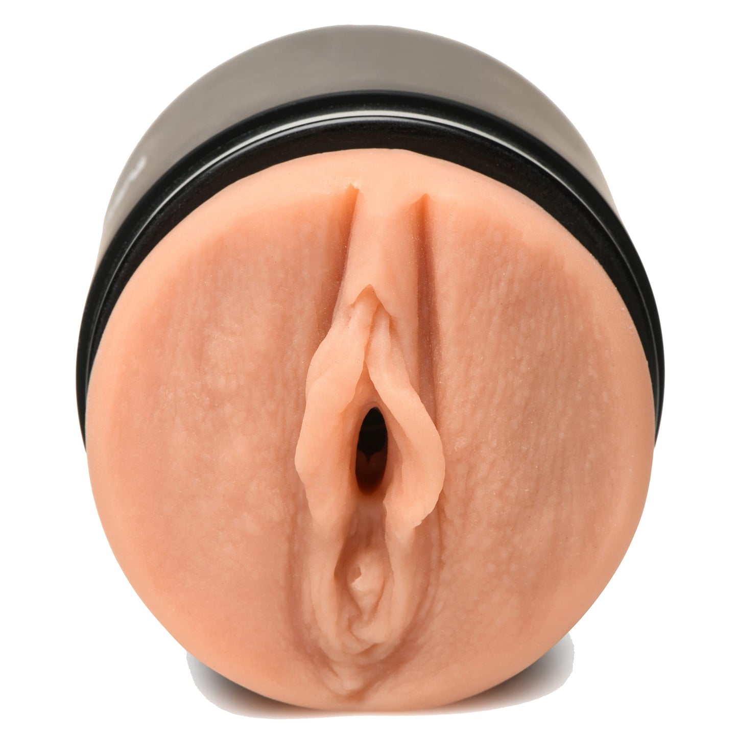 Mistress Double Shot Mouth & Pussy Stroker Masturbator Made with Realistic BioSkin for Men & Couples. Textured Inner Tunnel for Stimulation with Realistic Mouth & Vagina - Light