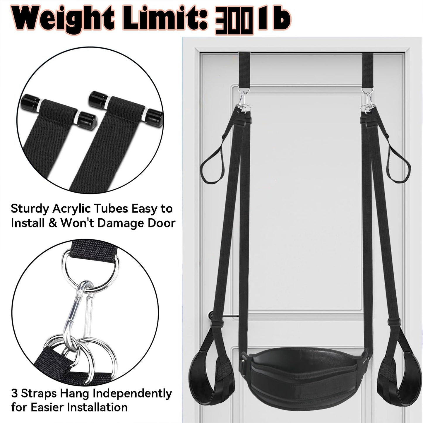 Sex Toys Door Sex Swing - BDSM Bondage Restraints Slave Love Slings with Adjustable Straps- Hold 300lbs, Blindfold, Sex Toy for Couples