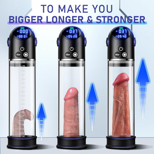 Electric Penis Pump Enlargement Extension - Automatic Dick Pump with 5 Suction Modes Digital Display Penis Enlarger Cock Vacuum Pumps for ED Penis Grower Trainer Stronger,Adult Sex Toys for Men