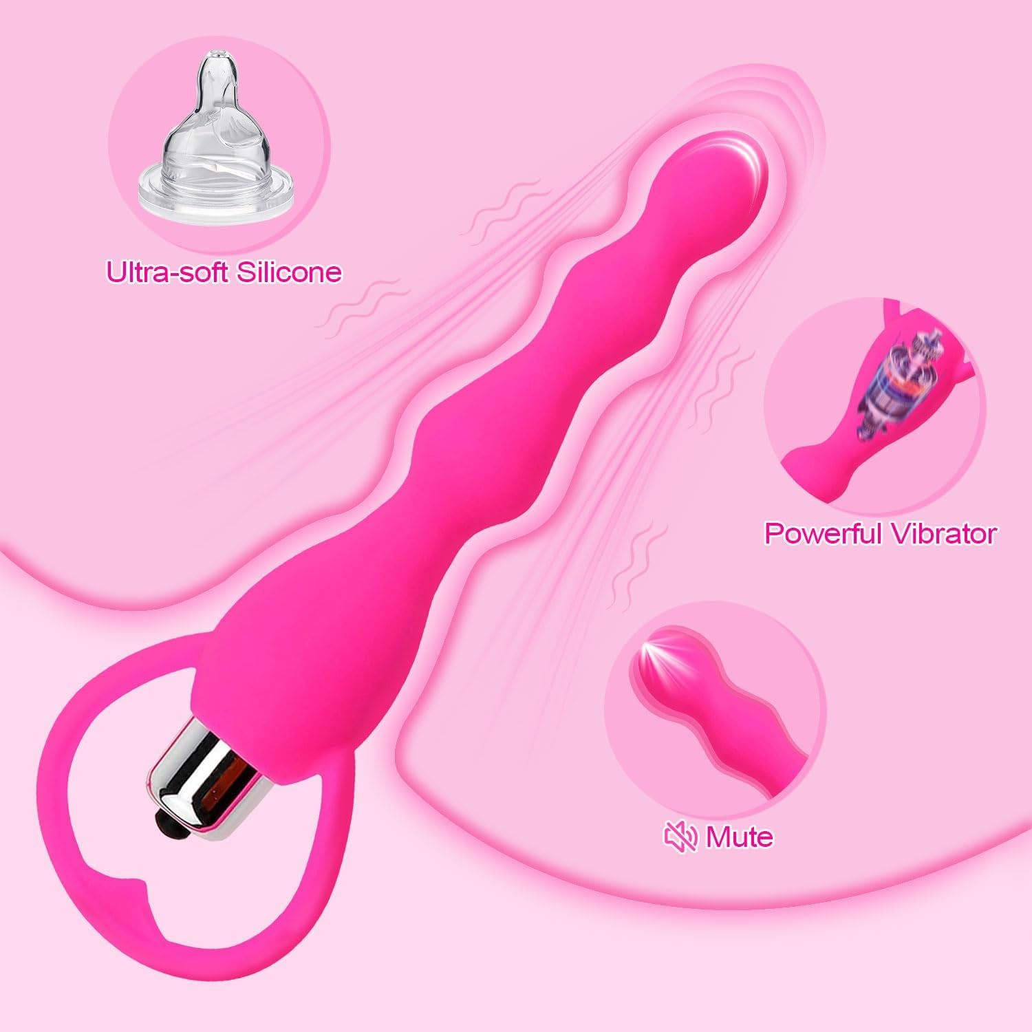 SJ19-5.81 Inch Pink Silicone Male Exercise Metal Crystal Diamond Beginner Plug Kit Is Unisex and Easy to Carry， Suitable for Beginners, Male and Female Couples