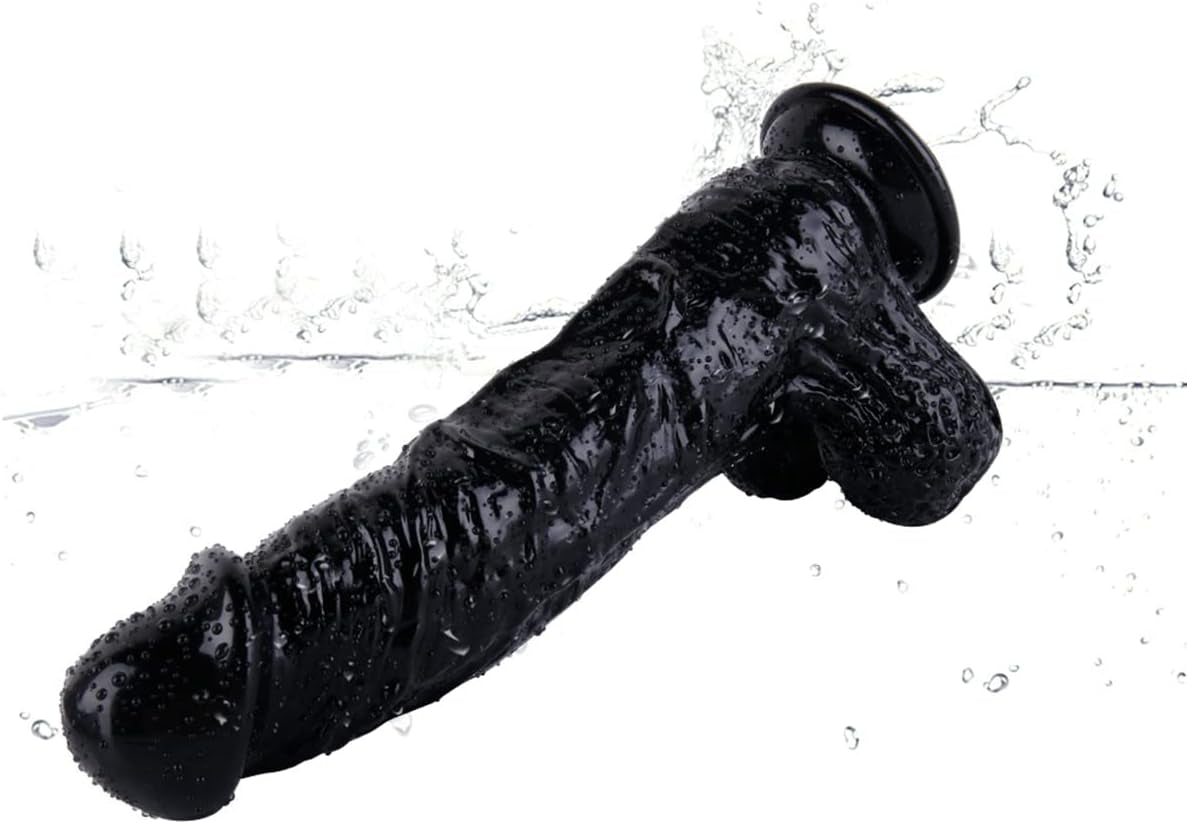 12" Realistic Thick Dildo, Powerful Suction Cup Dildo Huge Jelly Dildo Flexible Adult Sex Toy for Women, Black