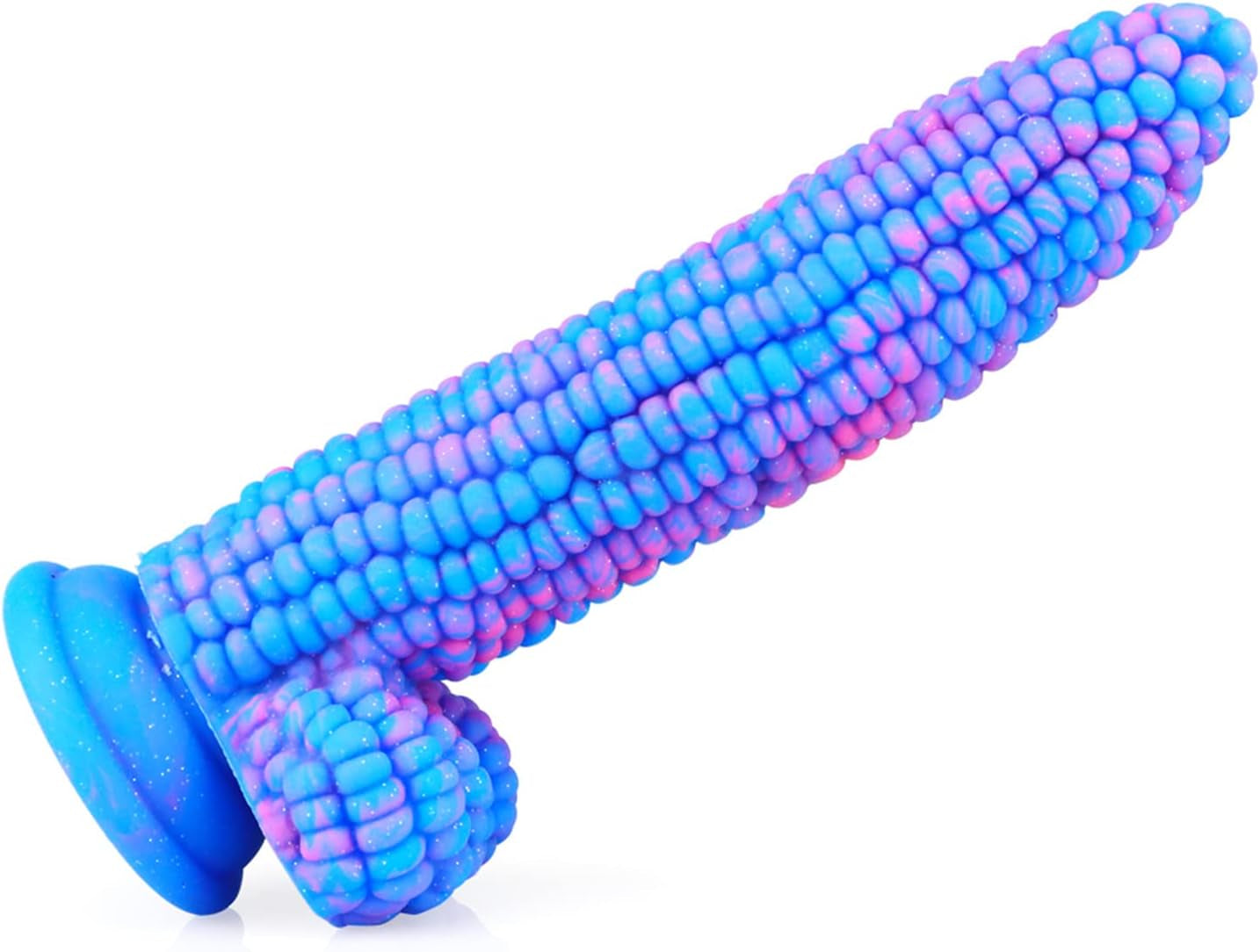 Monster Dildo Colourful Big Grain Corn Adult Sex Toy with Strong Suction Cup 8 Inch Flexible Soft Vegetable Dildos - Blue